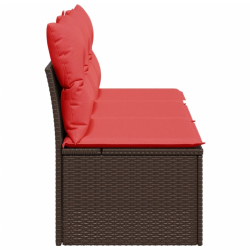 Sofa ogrodowa z poduszkami, 3-osobowa, brązowa, polirattan