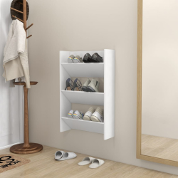 Półka ścienna na buty, biała, 60x18x90 cm