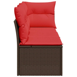 Sofa ogrodowa z poduszkami, 3-osobowa, brązowa, polirattan