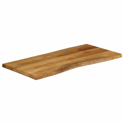 Blat stołu, 110x60x3,8 cm, naturalna krawędź, lite drewno mango