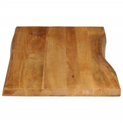 Blat stołu, 110x60x3,8 cm, naturalna krawędź, lite drewno mango