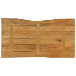 Blat stołu, 110x60x3,8 cm, naturalna krawędź, lite drewno mango