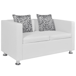 Sofa 2-osobowa ze sztucznej skóry, biała