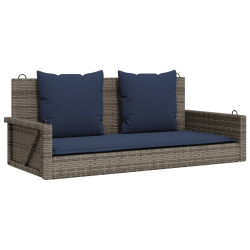 Ławka huśtawka z poduszkami Szara 119x56x48 cm Polirattan