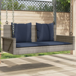 Ławka huśtawka z poduszkami Szara 119x56x48 cm Polirattan