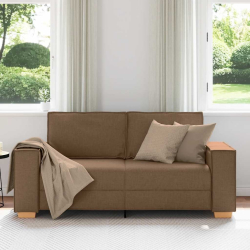 Sofa 2-osobowa brązowa 140 cm tkanina