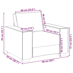 Sofa Fotel Ciemnoszary 60 cm Tkanina