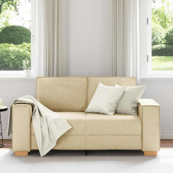 Sofa 2-osobowa kremowa 120 cm Tkanina