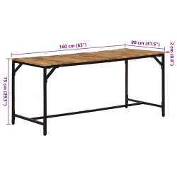 Stół jadalny 160x80x75 cm Drewno lite surowe mango