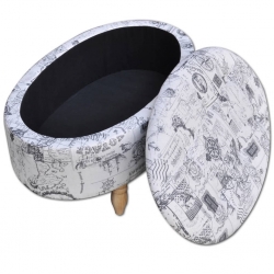 Stołek Ottoman ze schowkiem we wzory owalny 99 x 60 x 47 cm