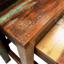 Zestaw 3 stolików wsuwanych pod siebie, lite drewno z odzysku