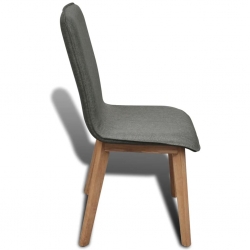 Krzesła do jadalni, 4 szt., jasnoszare, tkanina i lity dąb