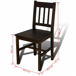 Drewniany zestaw jadalniany stół z 4 krzesłami, brązowy