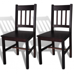 Krzesła stołowe, 2 szt., ciemnobrązowe, drewno sosnowe