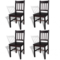 Krzesła stołowe, 4 szt., ciemnobrązowe, drewno sosnowe