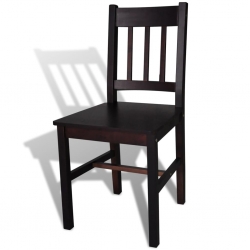 Krzesła stołowe, 4 szt., ciemnobrązowe, drewno sosnowe