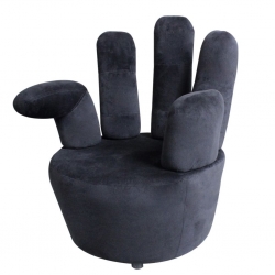 Fotel w kształcie dłoni, czarny, aksamit