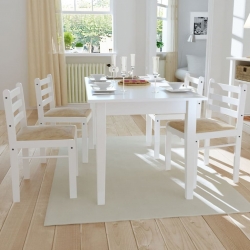 Krzesła stołowe, 4 szt., białe, drewno kauczukowe i aksamit