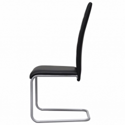 Krzesła stołowe, wspornikowe, 4 szt., czarne, sztuczna skóra