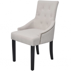Krzesła stołowe, 2 szt., kremowa szarość, tkanina