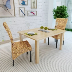 Krzesła stołowe, 2 szt., abaka i lite drewno mango