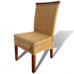 Krzesła stołowe, 2 szt., brązowe, naturalny rattan
