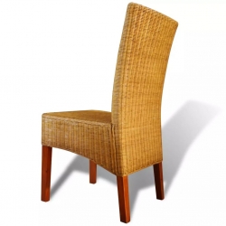 Krzesła stołowe, 2 szt., brązowe, naturalny rattan