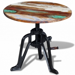 Stolik boczny, drewno odzyskane i żelazo, 60x(42-63) cm