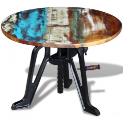 Stolik boczny, drewno odzyskane i żelazo, 60x(42-63) cm