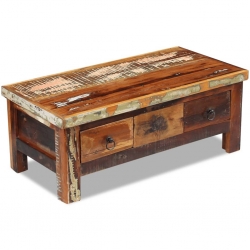 Stolik kawowy z szufladami z drewna odzyskanego 90x45x35 cm