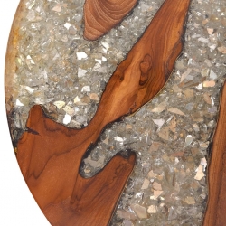 Stolik kawowy z drewna tekowego i żywicy, okrągły, 60 cm