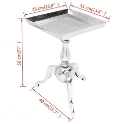 Stolik boczny kwadratowy z aluminium, srebrny