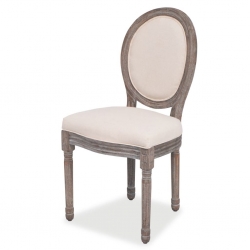 Krzesła stołowe, 2 szt., kremowe, tkanina