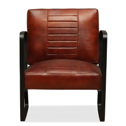 Fotel, brązowy, skóra naturalna
