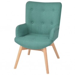 Fotel z podnóżkiem, zielony, tkanina