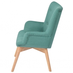 Fotel z podnóżkiem, zielony, tkanina