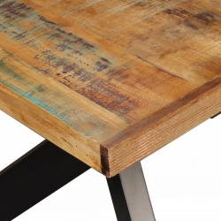 Stół jadalniany, drewno odzyskane, stalowe nogi krzyżowe, 180cm