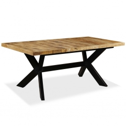 Stół jadalniany, lite drewno mango, stalowe nogi, 180 cm