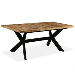 Stół jadalniany, lite drewno mango, stalowe nogi, 180 cm