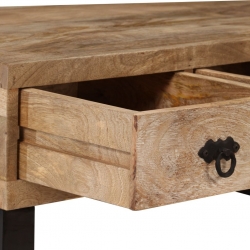 Stolik kawowy z 3 szufladami, lite drewno mango, 90x50x35 cm