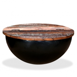 Stolik kawowy z drewna odzyskanego, kształt misy