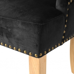 Krzesła stołowe, 2 szt., czarne, drewno dębowe i aksamit