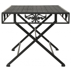 Składany stolik kawowy vintage, metalowy, 100x50x45 cm, czarny