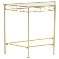 Stolik boczny w stylu vintage, metalowy, 87 x 34 x 73 cm, złoty
