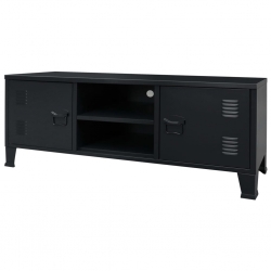 Metalowa szafka TV w industrialnym stylu, 120x35x48 cm, czarna