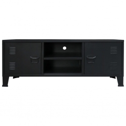 Metalowa szafka TV w industrialnym stylu, 120x35x48 cm, czarna