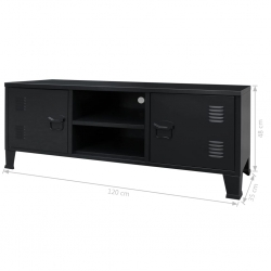 Metalowa szafka TV w industrialnym stylu, 120x35x48 cm, czarna