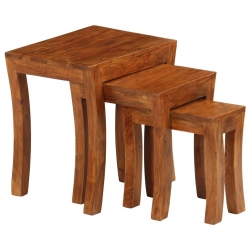 3 stoliki wsuwane pod siebie, drewno akacjowe, 50x35x50cm, brąz