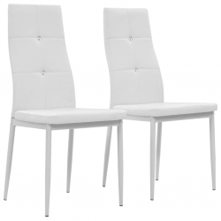 Krzesła stołowe, 2 szt., białe, sztuczna skóra