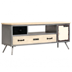 Szafka pod telewizor, lite drewno mango i stal, 120x30x45 cm